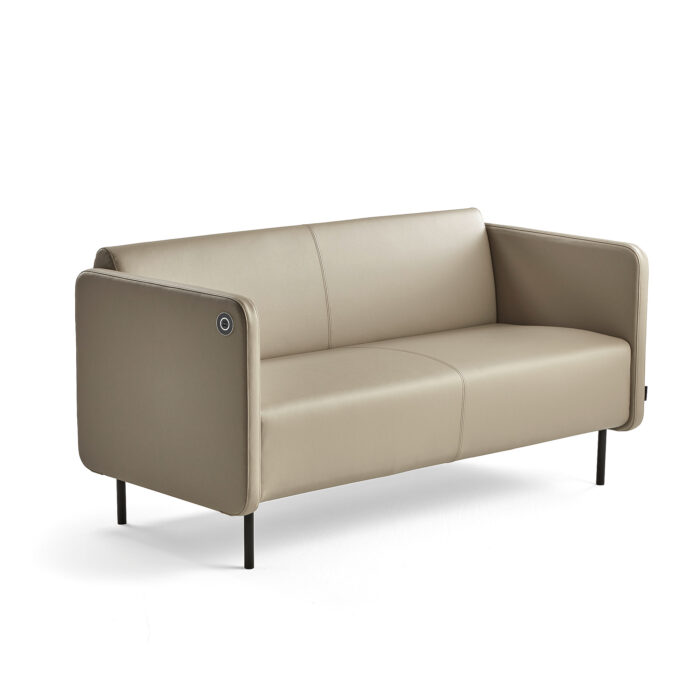 Sofa CLEAR z ładowarką USB, 2-osobowa, eko-skóra, taupe