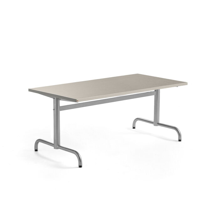 Stół PLURAL, 1400x700x600 mm, blat linoleum, szary, srebrny