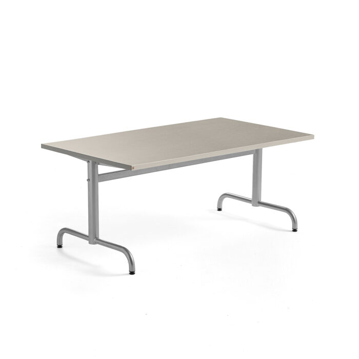 Stół PLURAL, 1400x800x600 mm, blat linoleum, szary, srebrny