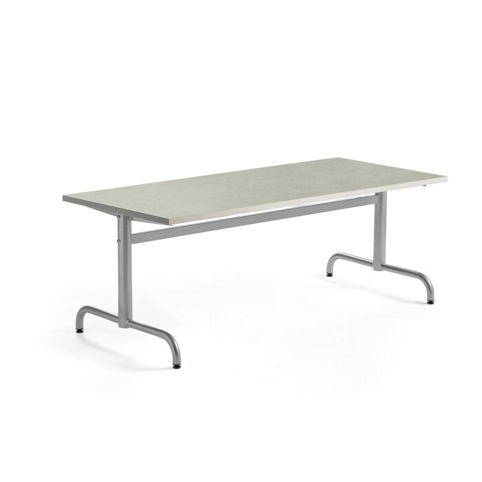 Stół PLURAL, 1600x700x600 mm, blat linoleum, szary, srebrny