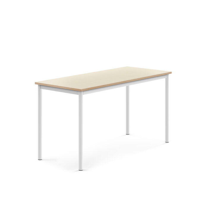 Stół SONITUS, 1400x600x720 mm, laminat brzoza, biały