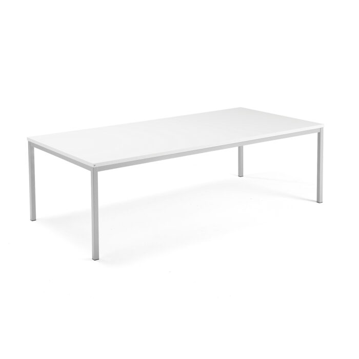 Stół konferencyjny MODULUS, 2400x1200 mm, rama 4 nogi, srebrny, biały