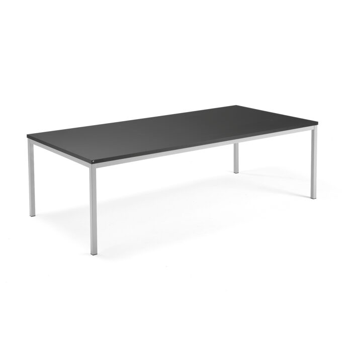 Stół konferencyjny MODULUS, 2400x1200 mm, rama 4 nogi, srebrny, czarny