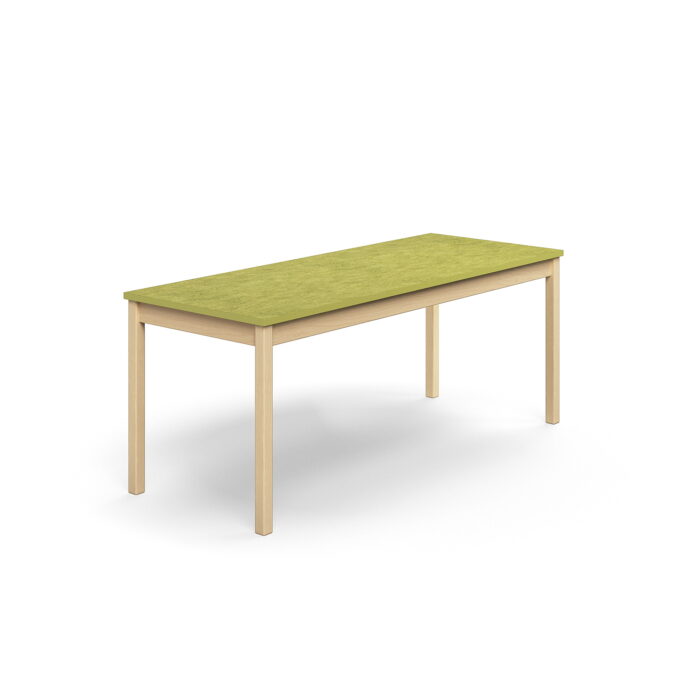 Stół DECIBEL, 1800x700x720 mm, limonkowe linoleum, brzoza