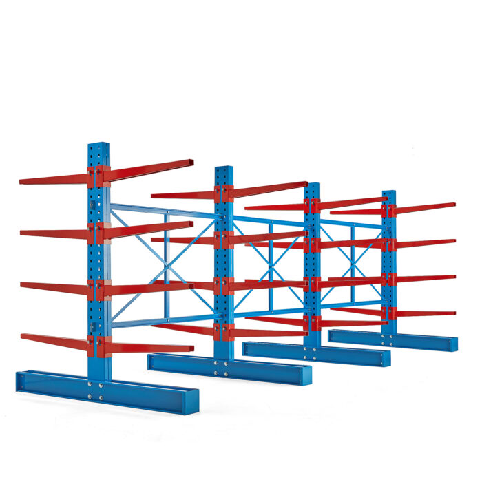 Regał wspornikowy EXPAND, 4 filary podwójne, 32 ramiona 1000 mm, 16000 kg