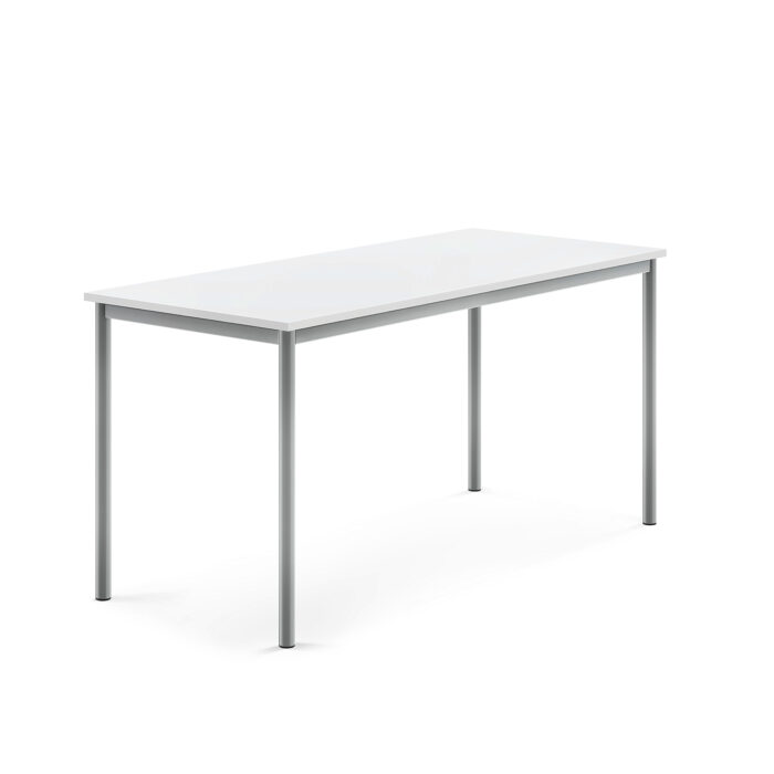 Stół SONITUS, 1600x700x760 mm, biały laminat, szary aluminium
