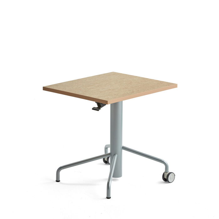 Stół ARISE, z regulacją wysokości, 600x700 mm, rama szary, linoleum beż