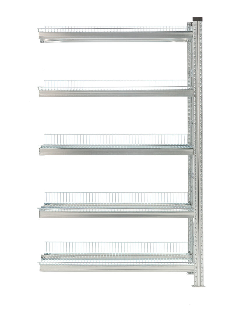 Regał TRANSFORM, moduł dodatkowy, 5 półek z siatki, 1972x900x400 mm