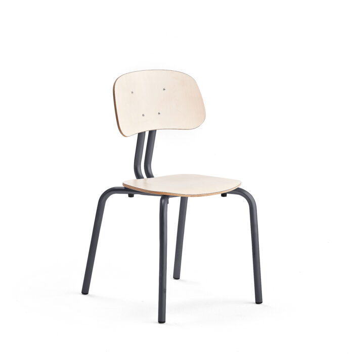Krzesło szkolne YNGVE, 4 nogi, antracyt, brzoza, 460 mm