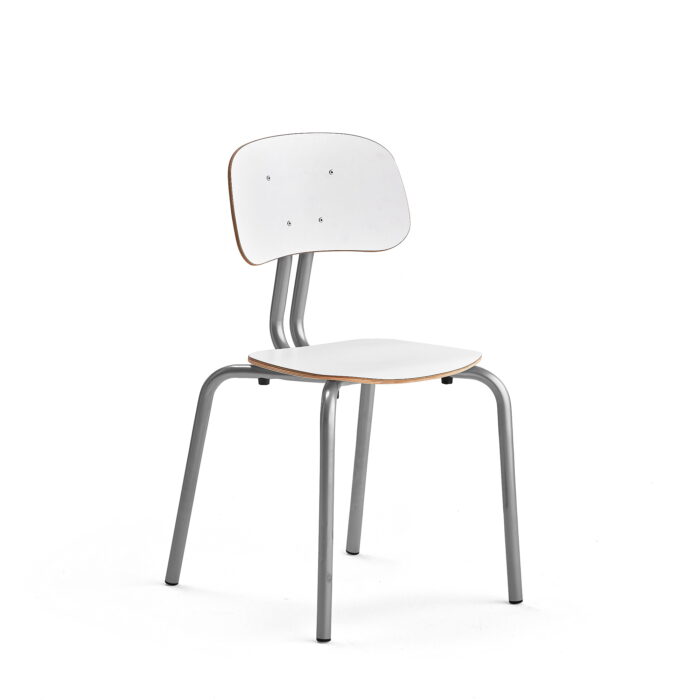 Krzesło szkolne YNGVE, 4 nogi, srebrny, biały, 460 mm