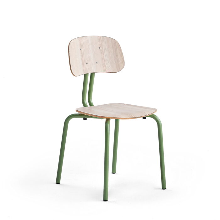 Krzesło szkolne YNGVE, 4 nogi, zielony, jesion, 460 mm
