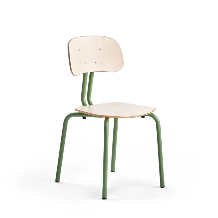 Krzesło szkolne YNGVE, 4 nogi, zielony, brzoza, 460 mm