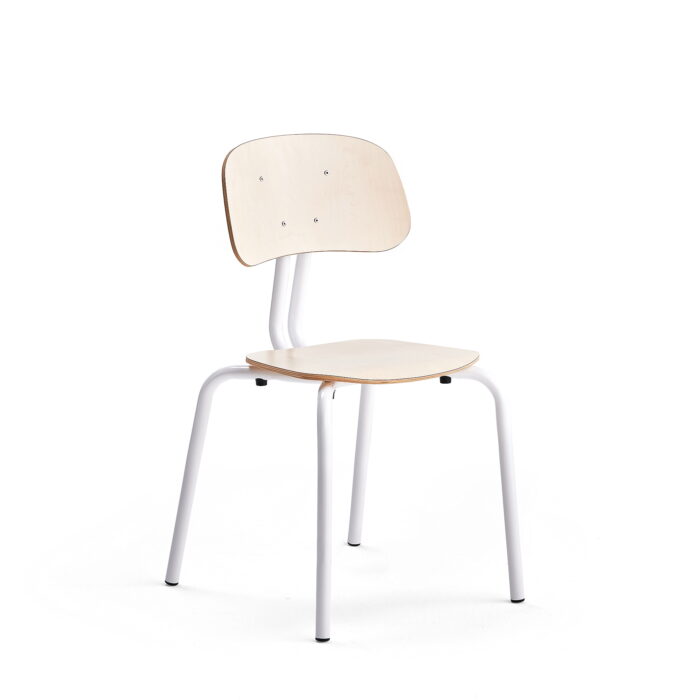 Krzesło szkolne YNGVE, 4 nogi, biały, brzoza, 460 mm