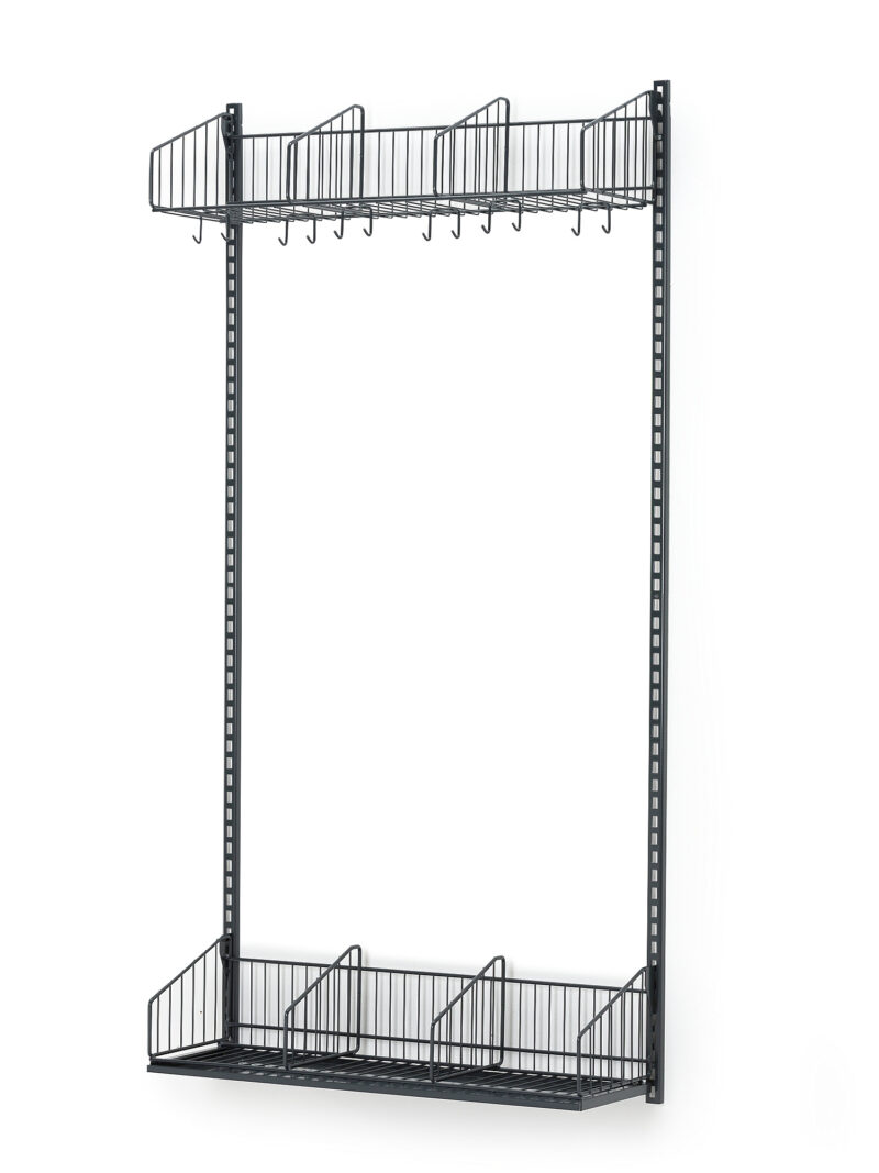 Ścienny regał do szatni TRÅD, moduł podstawowy, 900x2000 mm, ciemnoszary