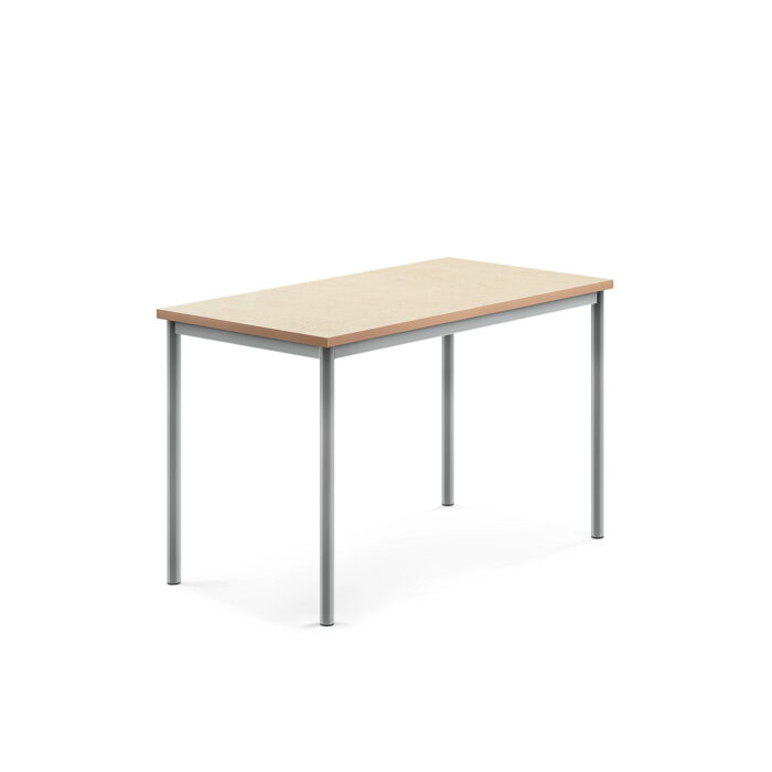 Stół SONITUS, 1200x700x760 mm, beżowe linoleum, szary aluminium