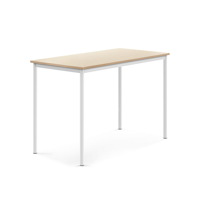 Stół SONITUS, 1400x600x900 mm, laminat brzoza, biały