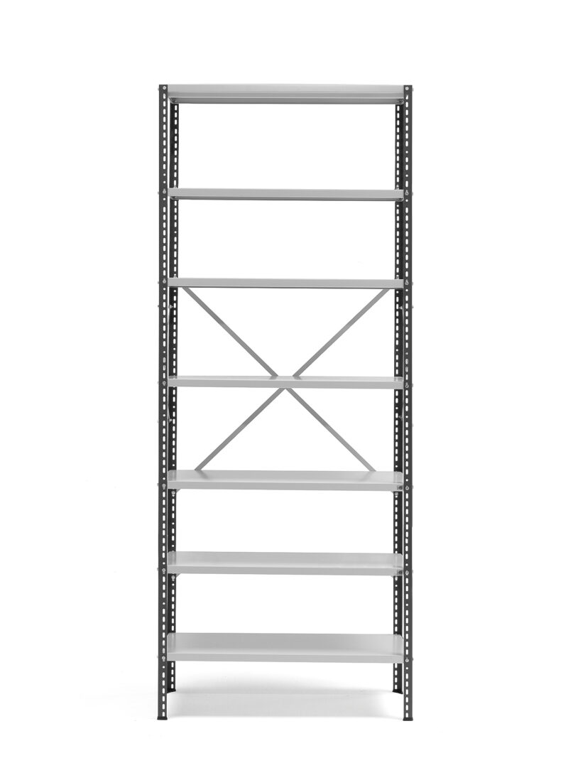 Regał POWER, moduł podstawowy, 2500x1010x400 mm, ciemnoszary