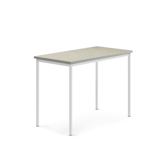 Stół SONITUS, 1200x700x900 mm, linoleum jasnoszary, biały