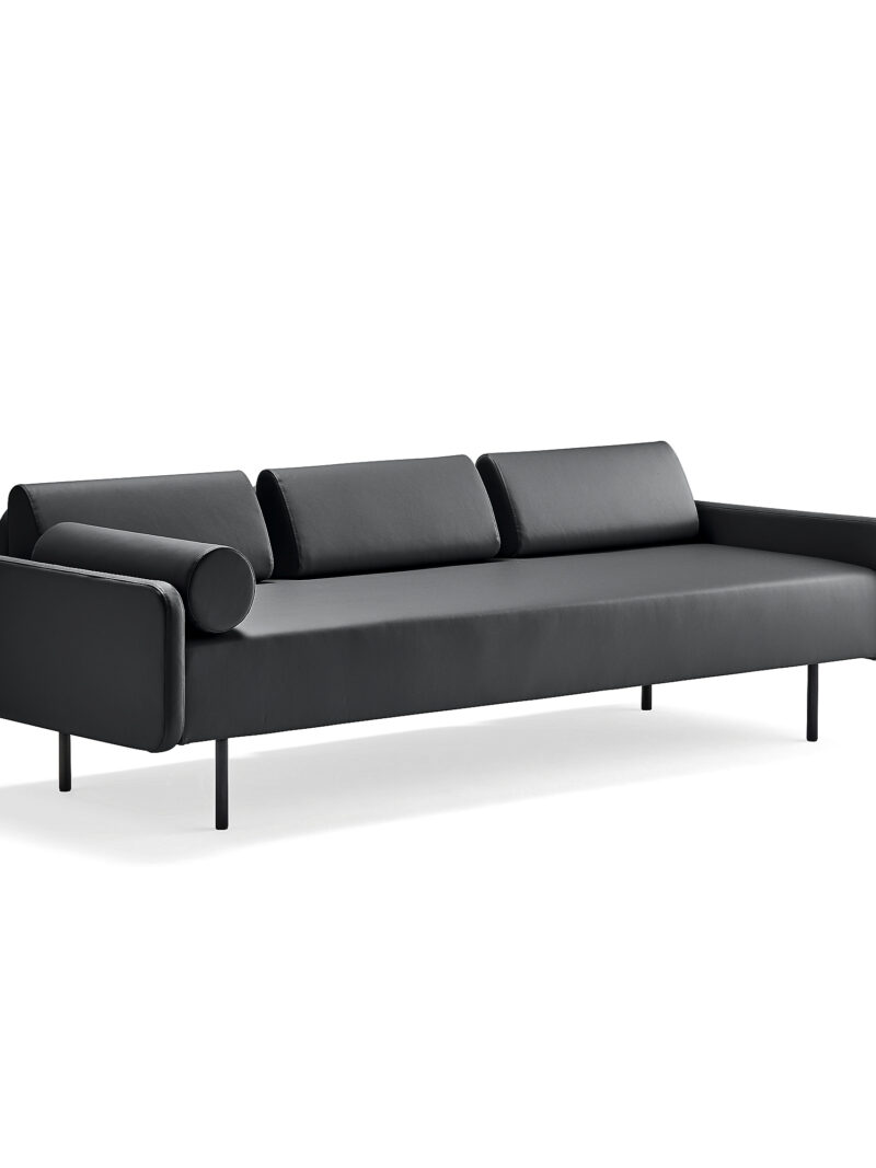 Sofa TRENDY, 3-osobowa, eko-skóra, antracyt