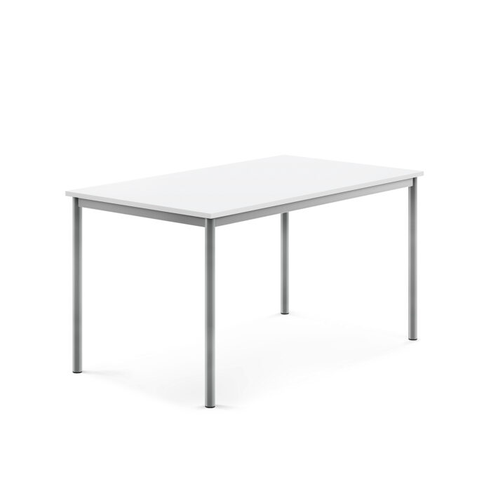 Stół SONITUS, 1400x800x720 mm, biały laminat, szary aluminium
