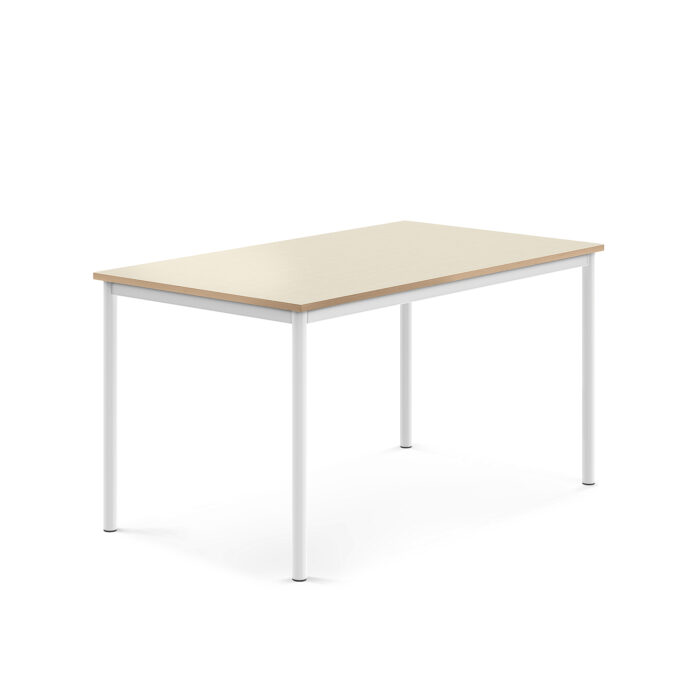 Stół SONITUS, 1400x800x720 mm, laminat brzoza, biały