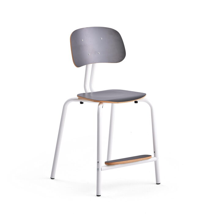 Krzesło szkolne YNGVE, 4 nogi, biały, antracyt, 520 mm
