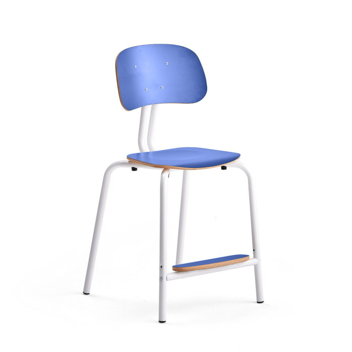 Krzesło szkolne YNGVE, 4 nogi, biały, granatowy, 520 mm