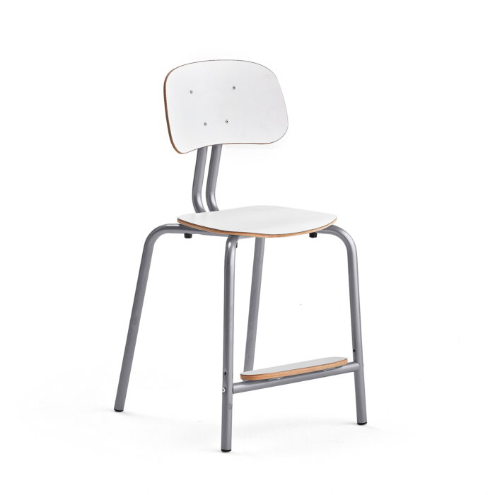 Krzesło szkolne YNGVE, 4 nogi, srebrny, biały, 520 mm
