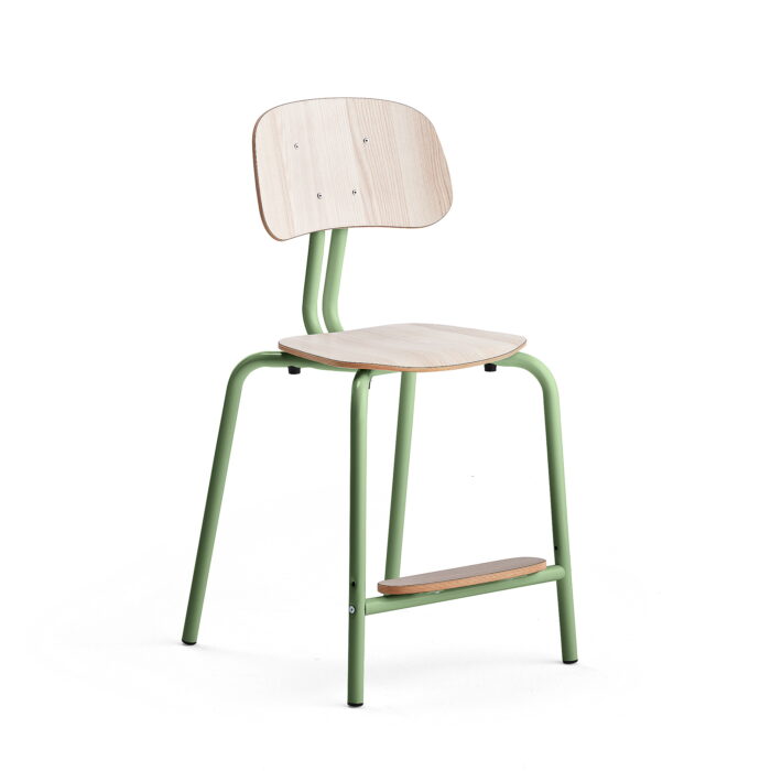 Krzesło szkolne YNGVE, 4 nogi, zielony, jesion, 520 mm