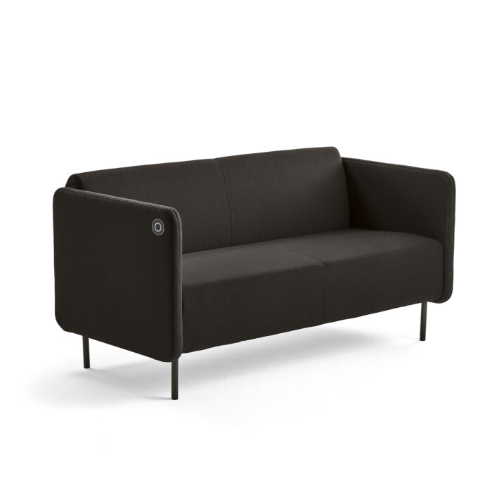 Sofa CLEAR z ładowarką USB, 2-osobowa, tkanina, brązowy