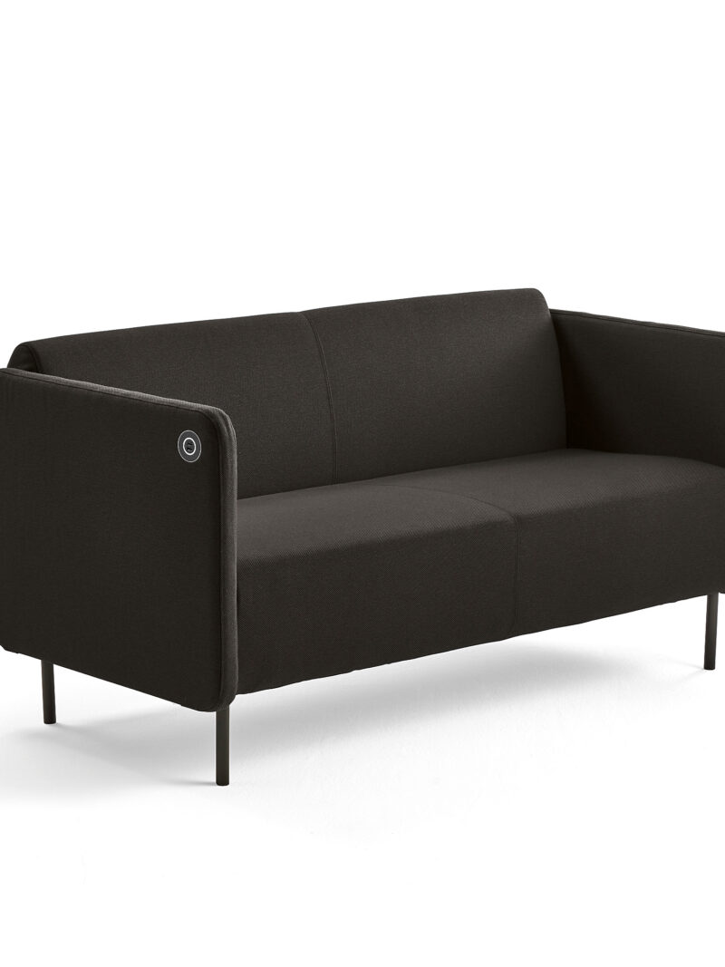 Sofa CLEAR z ładowarką USB, 2-osobowa, tkanina, brązowy