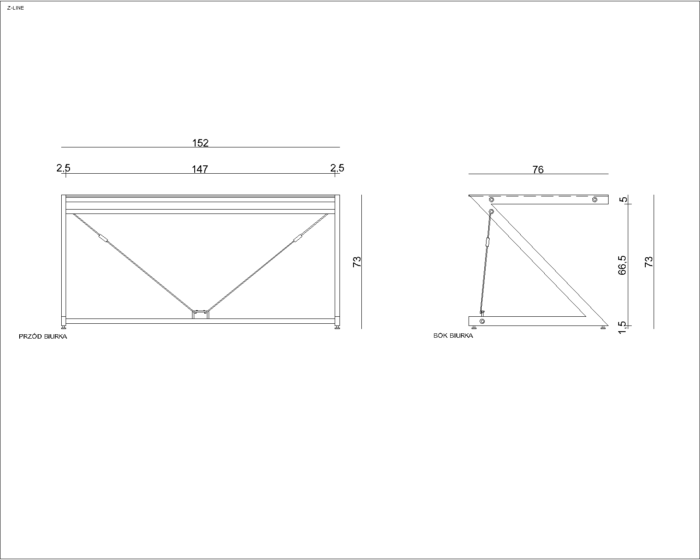 BIURKO UNIQUE Z-LINE DESK PLUS PŁYTA LAMINOWANA DĄB LANCELOT/ CHROM UNIQUE