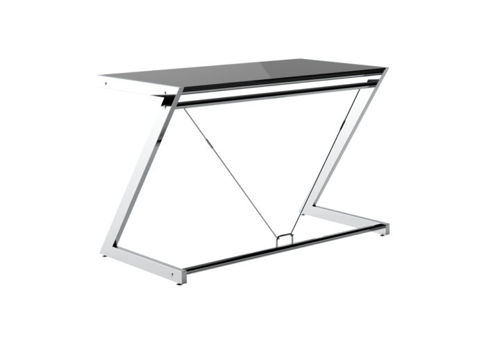 BIURKO Z-LINE DESK PLUS SZKLANY CZARNY STELAŻ CHROMOWANY UNIQUE