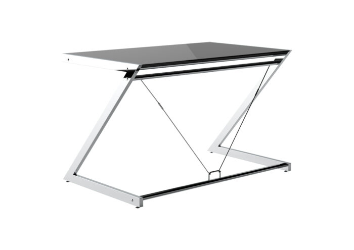 BIURKO Z-LINE COMPUTER DESK SZKLANY CZARNY STELAŻ CHROMOWANY UNIQUE