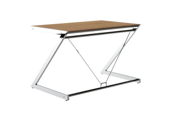 BIURKO Z-LINE COMPUTER DESK PŁYTA MDF FORNIROWANA DĄB STELAŻ CHROMOWANY UNIQUE