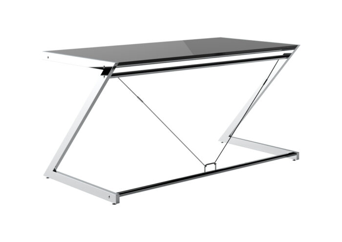 BIURKO Z-LINE MAIN DESK LAKIEROWANA PŁYTA MDF CZARNA STELAŻ CHROMOWANY UNIQUE