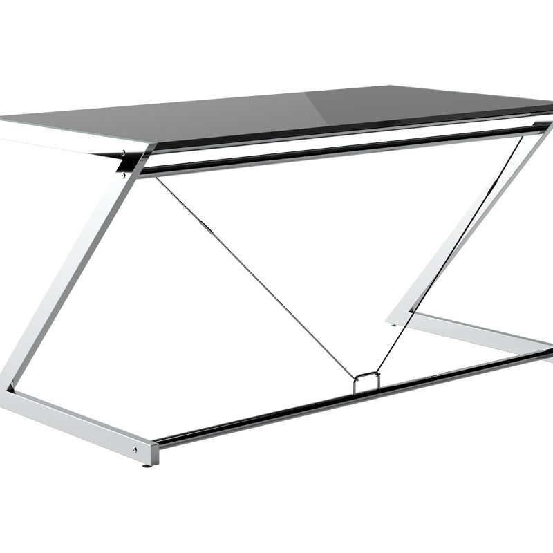 BIURKO Z-LINE MAIN DESK LAKIEROWANA PŁYTA MDF CZARNA STELAŻ CHROMOWANY UNIQUE