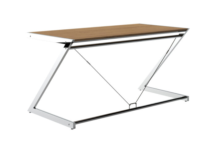 BIURKO Z-LINE MAIN DESK PŁYTA MDF FORNIROWANA DĄB STELAŻ CHROMOWANY UNIQUE