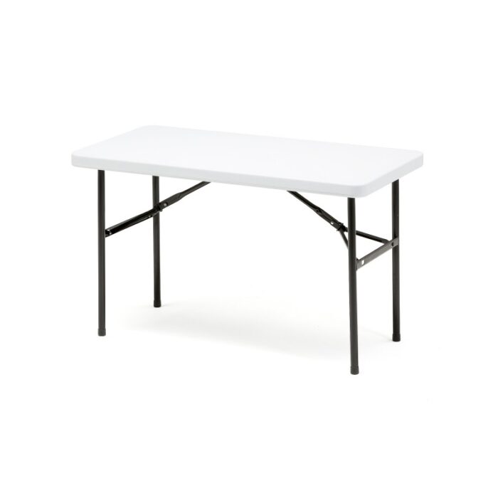 Stół składany z tworzywa sztucznego biały o wymiarach 610x1220 mm