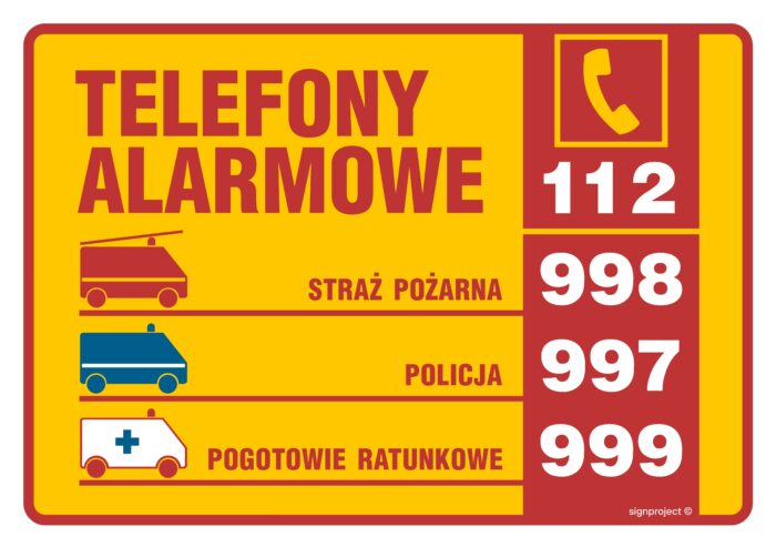 DA003 Tabliczka telefonów alarmowych