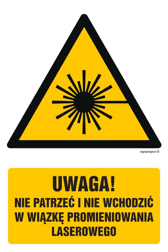 GF014 Uwaga - nie patrzeć i nie wchodzić w wiązkę promieniowania laserowe - opakowanie 10 sztuk