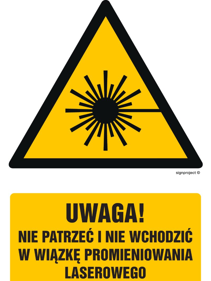 GF014 Uwaga - nie patrzeć i nie wchodzić w wiązkę promieniowania laserowe - arkusz 9 naklejek