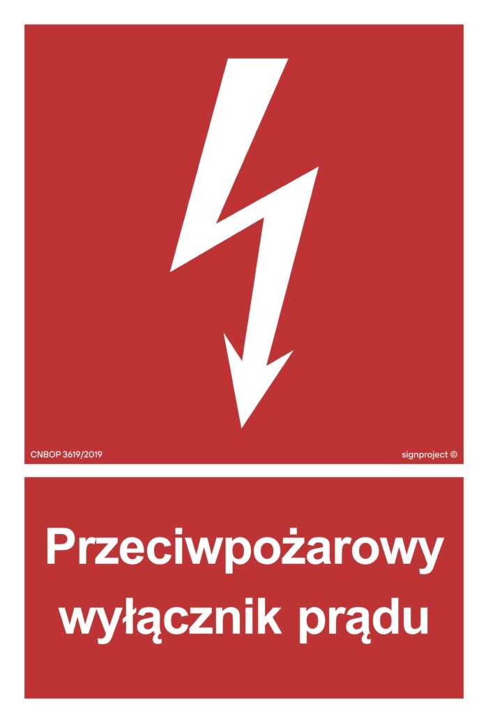 BB012 Przeciwpożarowy wyłącznik prądu - arkusz 9 naklejek