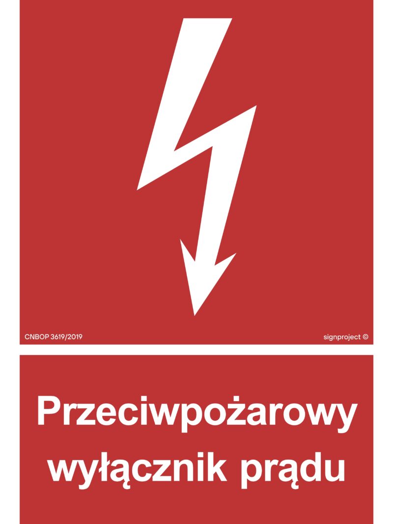 BB012 Przeciwpożarowy wyłącznik prądu - arkusz 9 naklejek