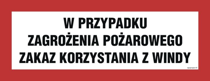 BC128 W przypadku zagrożenia pożarowego zakaz korzystania z windy