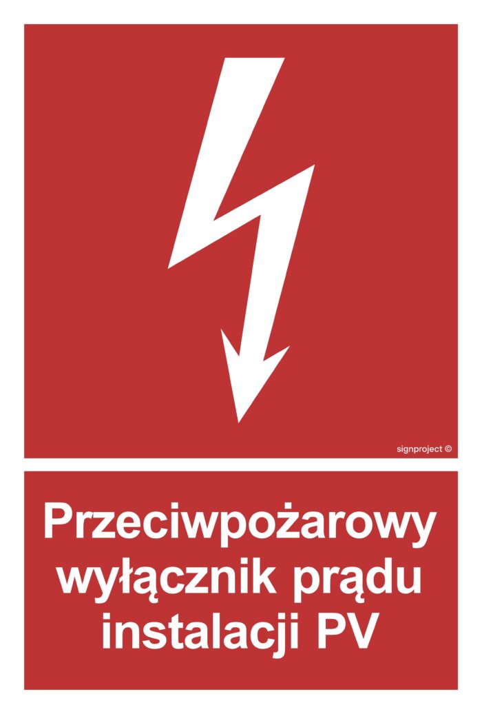 BC145 Przeciwpożarowy wyłącznik prądu instalacji PV - arkusz 9 naklejek