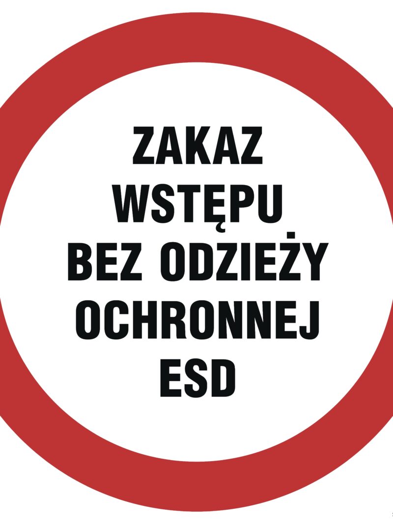 GB041 Zakaz wstępu bez odzieży ochronnej ESD - arkusz 12 naklejek