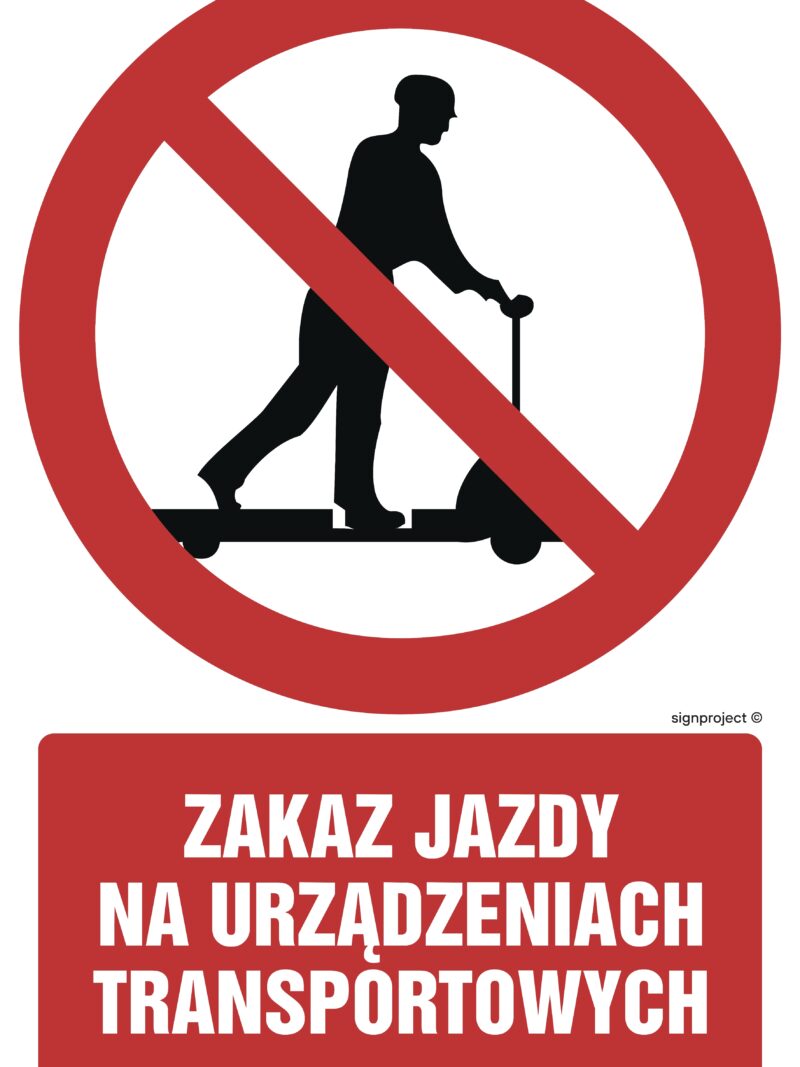 GC015 Zakaz jazdy na urządzeniach transportowych - arkusz 9 naklejek