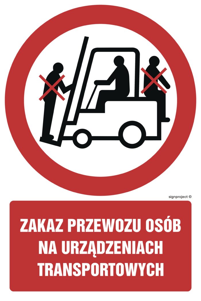 GC016 Zakaz przewozu osób na urządzeniach transportowych - arkusz 9 naklejek