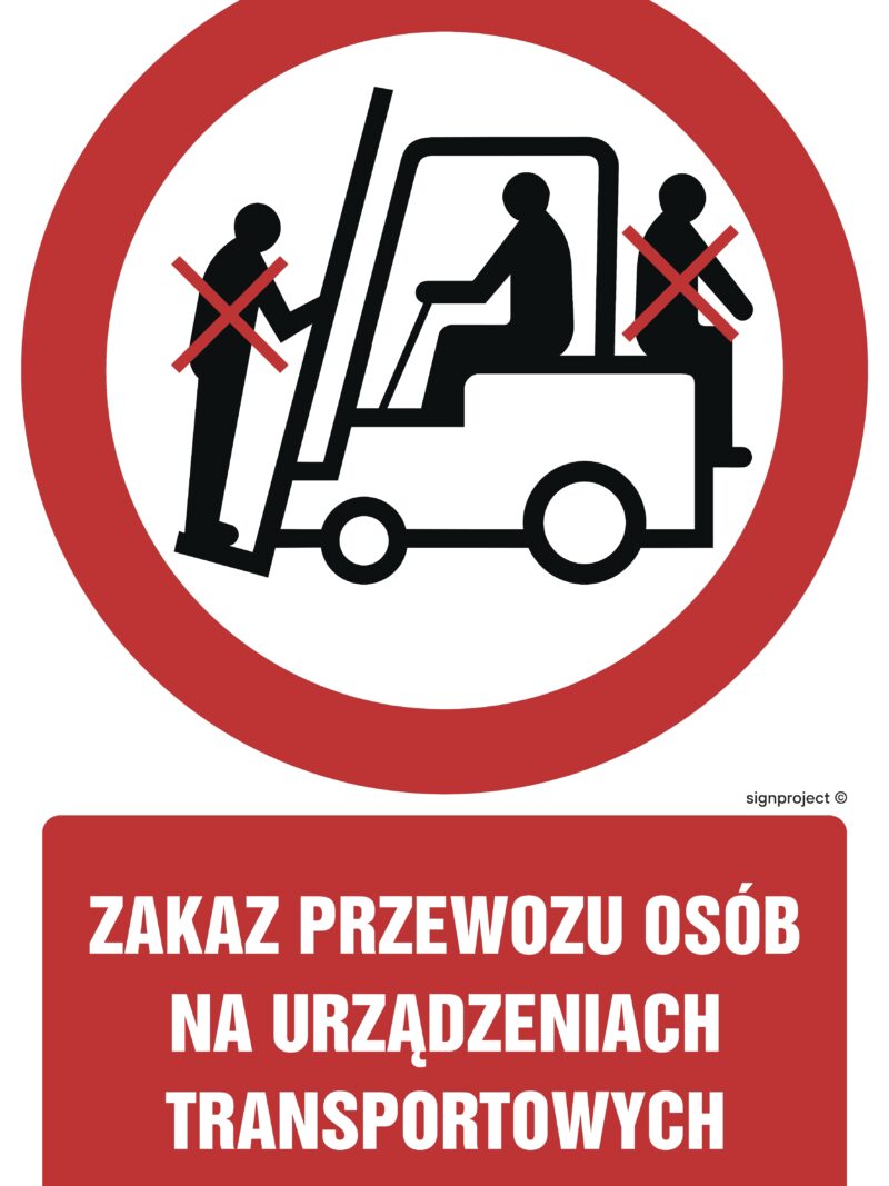 GC016 Zakaz przewozu osób na urządzeniach transportowych - arkusz 9 naklejek